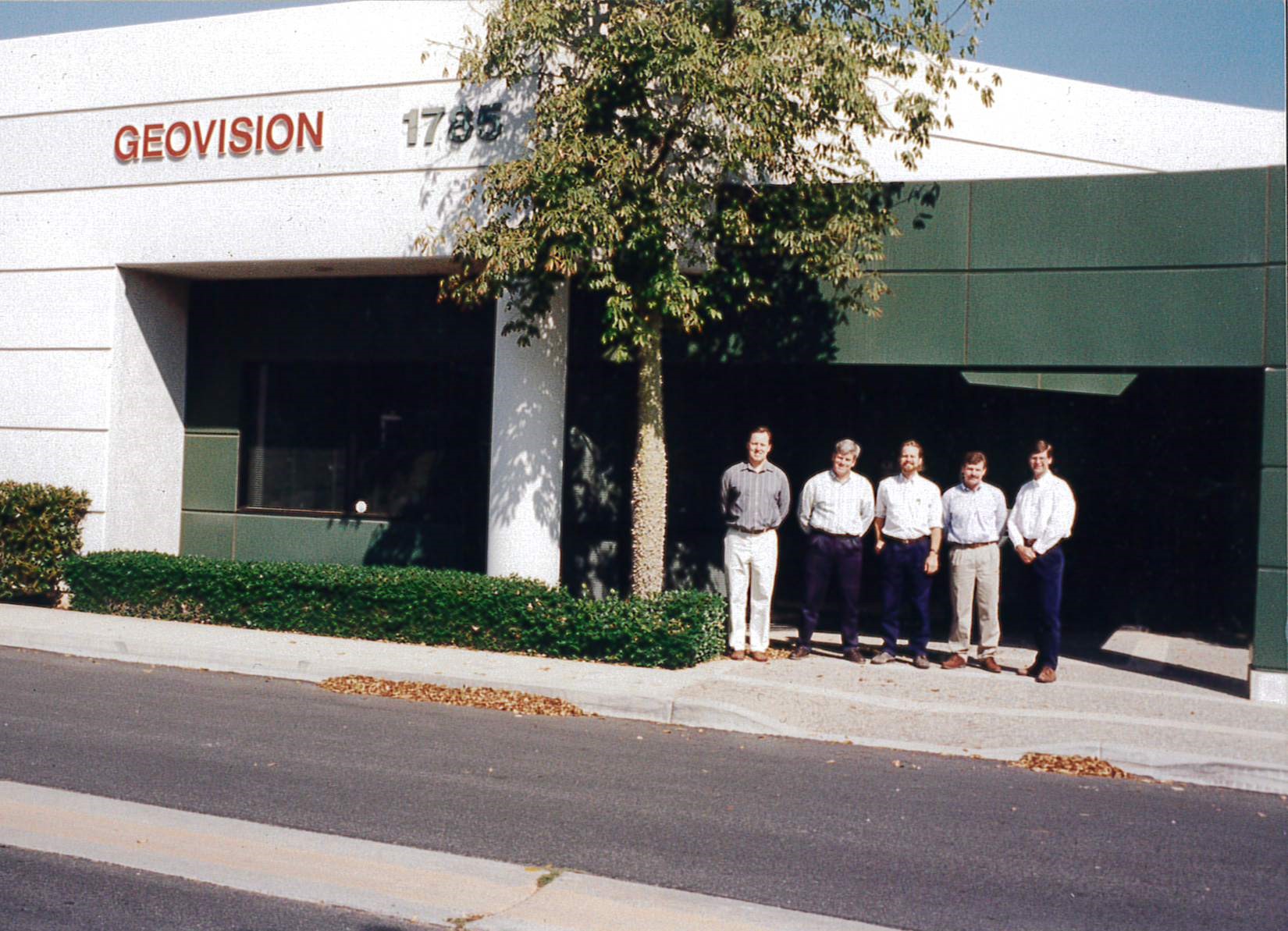 GEOVision founders outside the first office in 1995